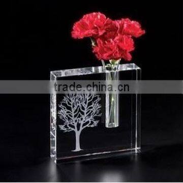 Fashionable Crystal Vase With Logo For Wedding Decoration