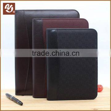 2016 New design PU bound portfolio with zipper