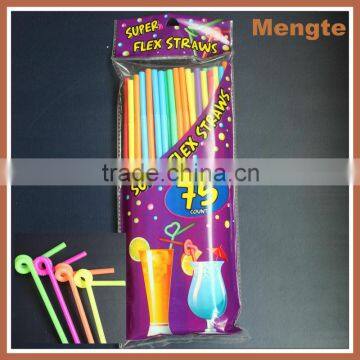 Fluorescence Colorful Folding hard cocktial drinking straw for party