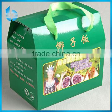 Made-in-China factory beautifully customs green board packaging box for food coconut rice