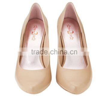 2016 High Fashion High Heel Tiny Square Shape Classic Ladies Breatheable PU Lining Comfortable Nude Sheep Skin Pump Shoes photo-2