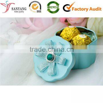 Blue chocolate metal tin box canister clean nice elegant gift box                        
                                                                                Supplier's Choice