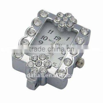 Iron Watch Components, with Rhinestone, Rectangle, about 31x22x10mm(IFIN-H020-1)