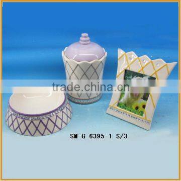 hotsale ceramic pet bowl pet food caniser pet photo frame