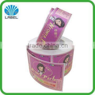 Eco-friendly vinyl glass bottle package sticker adhesive roll plastic food sticker waterproof frozen food sticker