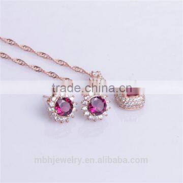 Factory Wholesale Silver Gemstone Jewellery Set 18K Gold Plating 925 Silver Natural Pink Topaz Earrings Pendant Necklace Set photo-4