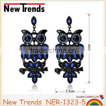 Fashion hollow alloy pendant wholesale retro antique owl earrings