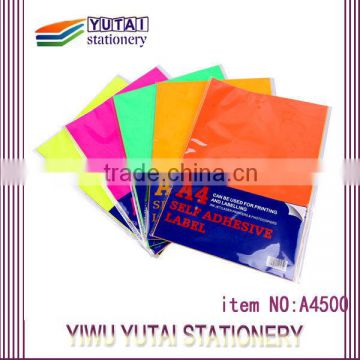 High quality multicolour A4 self adhesive label