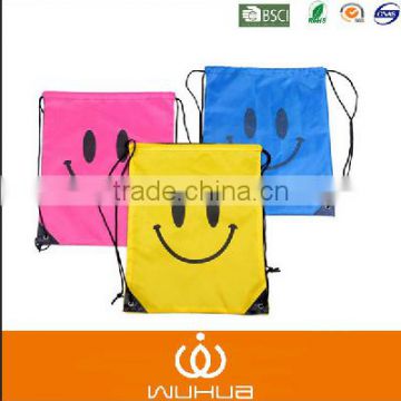 handy and simple foldable backpack shopping bag with smile face