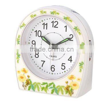 Silk printing Yellow flower Table Alarm Clock