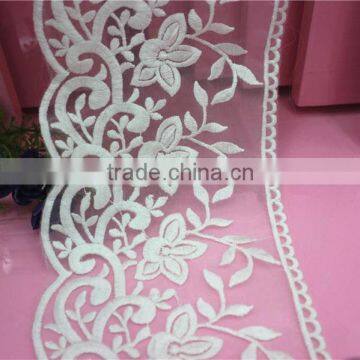 custom cheap 12.5cm width flower cotton voile lace