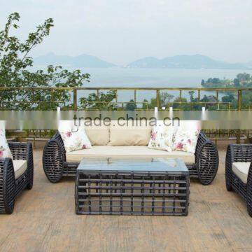 Plastic thick pipe garden sofa set/outdoor rattan sofa set