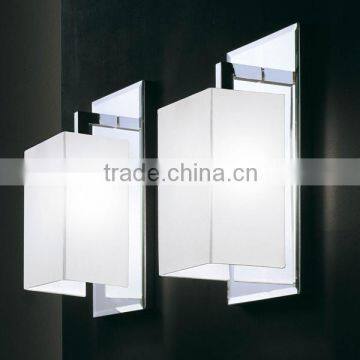 0814-5 Polished Chrome Reflector Bevelled Mirror Shade White Cotton Wall Light for Hotel Corridors Aisle Wall photo-5
