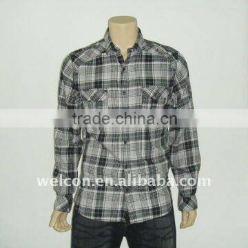 new Chinese factory OEM ODM popular 100% cotton long sleeve popular black and white plaid men's casual shirt