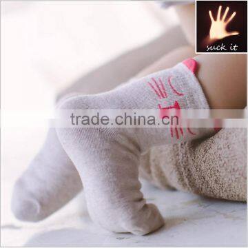 Adorable red cute red cat tube socks children Lovely cartoon cotton gray child tube sock