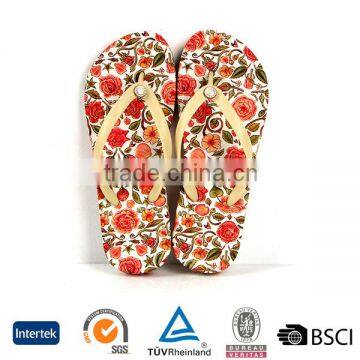 2016 new funky popular eva material girls beige straps heat transfer printing nude thongs beach slippers