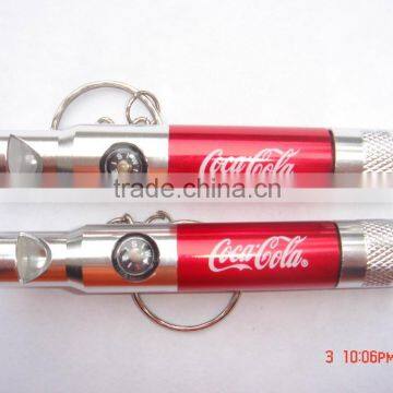 led Keychain Light with whistle and compass