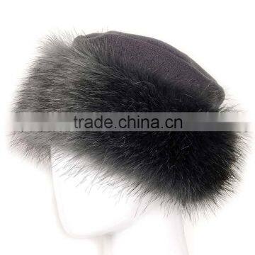 2015 new arrive winter grey faux fur hat with russian style