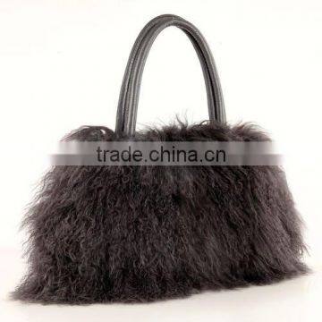 New Stylish Hot Selling Mongolian Lamb Fur Bag for Young Girls with Factory Price Fur Bag