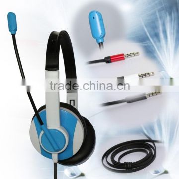 comfortable PC headphone or games headset flat cable over head with 3.5mm jack