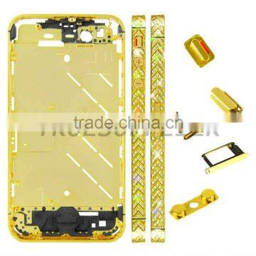 New luxury design Silver Diamond Housing Middle Plate for iPhone 4S Arrow Design Golden Color