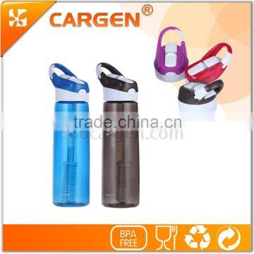 Flip lid straw plastic carbon filter water bottle