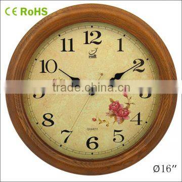 quartz analog type decorative round wooden wall clock antique wall clock