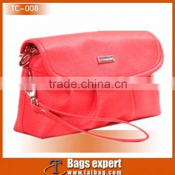 Red pu leather clutch bag for lady