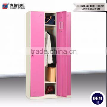 Pink 3 Door Gym Wardrobe Steel Almirah photo-2