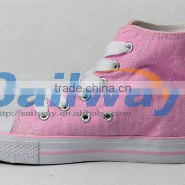 High Top Canvas Shoe with Pink Upper Rubber Vulcanized Outsole Available in All Size