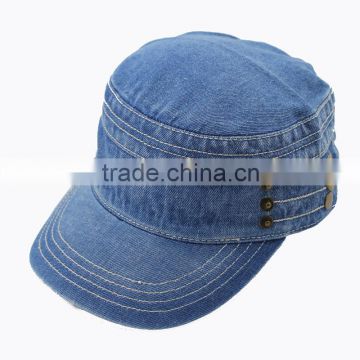 Washed denim army cap