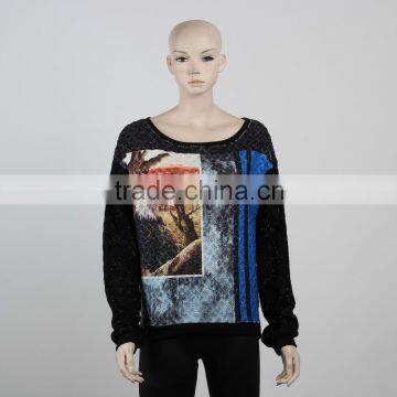 F5W13048 Black Print Sweatshirt