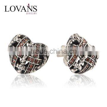 Latest Artificial Sterling Knot Earrings With Red Zircon For Sale