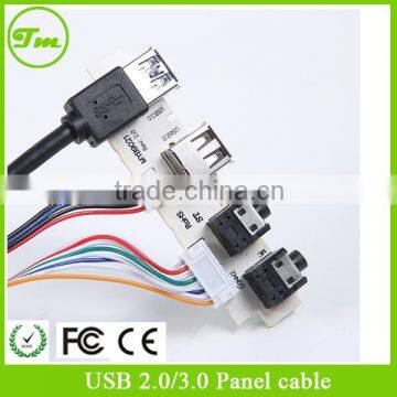 USB 3.0 Panel mounted cable adding two USB ports and audio port for PC