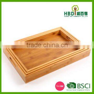 Best Selling 3pcs Bamboo Food Serving Tray Bamboo Kitchen Tray photo-3