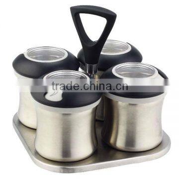 SINOGLASS 4pcs jars ss magnet spice jar