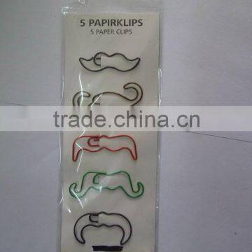 Promotion 5pcs mustache shaped plastic coating paper clips