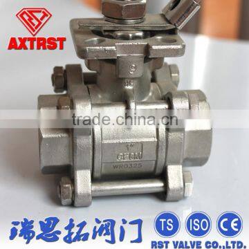3PC High Pad SS Thread Float Ball Valve With Locking Handle photo-5
