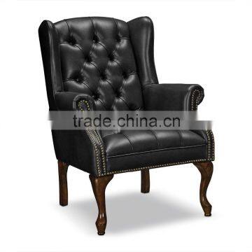 Modern button/rivet tufted wooden restaurant armchair sofa chair