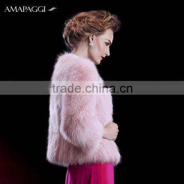 Wholesale Real Pink Fox Fur Jacket Coat for Women photo-2