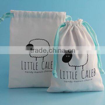 Promotion Custom Logo Jewelry Small White Drawstring Cotton Pouch photo-2