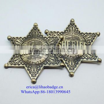 Custom logo design metal star sheriff badge