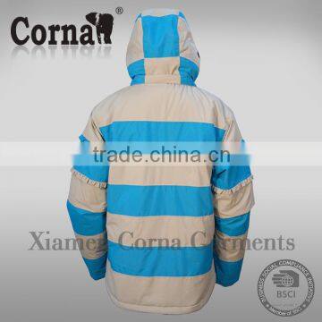 OEM outdoor waterproof stripe polyester korea fashion winter coat