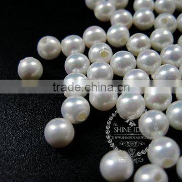 4mm Half Drilled White Round Artificial Imitation Mother of Pearl Shell Pearl Beads for Earrings Studs DIY Supplies 3020070 photo-3
