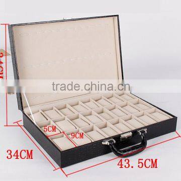 Factory Wholesale Custom High-grade PU Leather 24 Slots Watches Boxes, Fashion Black Storage Box photo-2