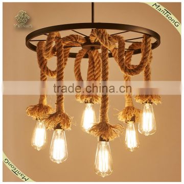 Home indoor decorative lighting hanging hemp rope pendant light