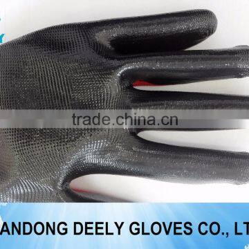 Knitted wirst woven liner blue nitrile coating gloves for industrial gloves