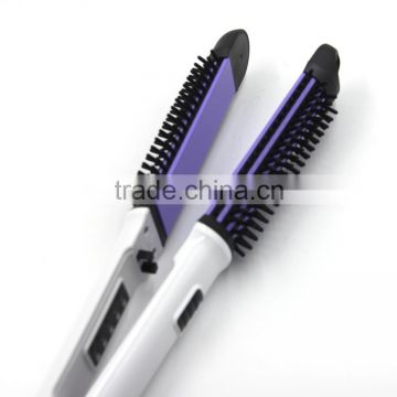 High quality 2 in 1 beauty tool hair straightener brush/hair curler tool