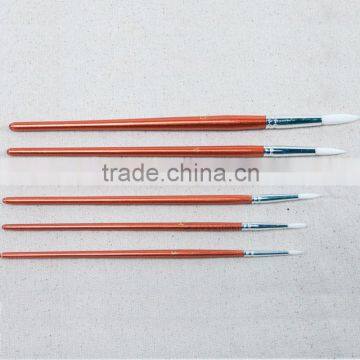 Wholesale 12pcs per Set Short Red Wood Handle White Nylon Hair Round Acrylic Artist Paint Brush Pen Set for Art Painting