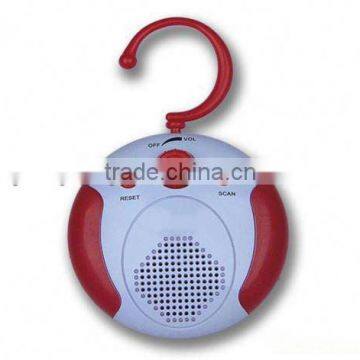 FM Waterproof Shower Radio with Speaker,Suction Cup and Hang Rope